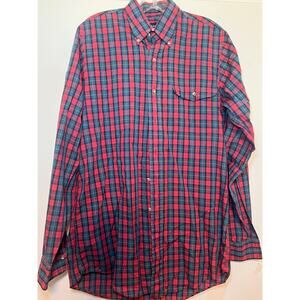 Gant Longsleeve Foxhunt Red Green Plaid Button Down Shirt Medium Tall